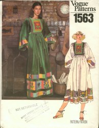 1563 VOG LOOSE TIED PEASANT DRESS LENGTHS PATTERN 14 APPLIQUE
